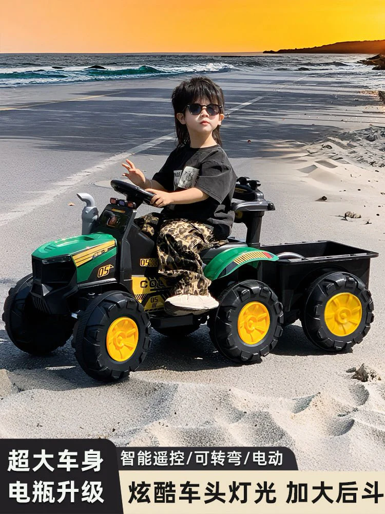 Kids 6V Electric Ride-On Tractor with Lights, Music, USB, MP3 – One-Key Start, Green – SKU 1898794 - Image 3