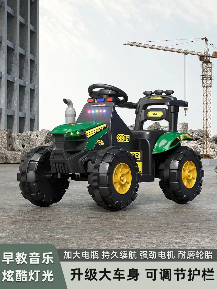 Kids 6V Electric Ride-On Tractor with Lights, Music, USB, MP3 – One-Key Start, Green – SKU 1898794 - Image 7