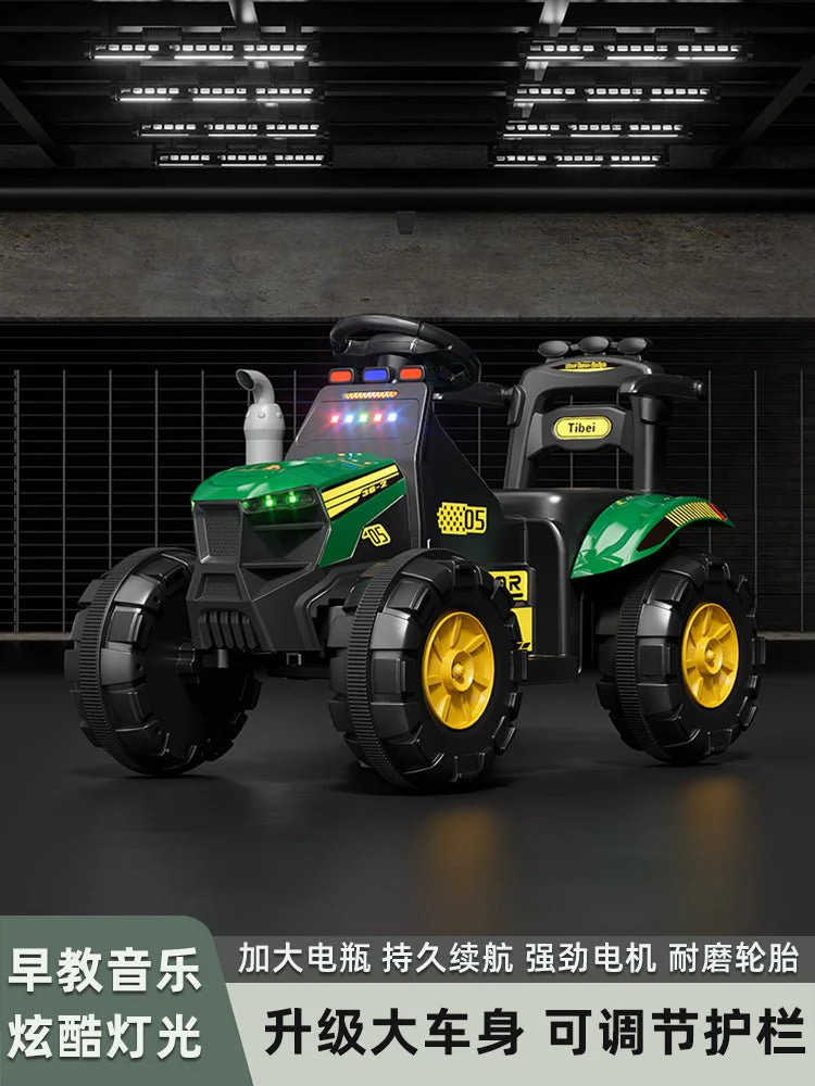 Kids 6V Electric Ride-On Tractor with Lights, Music, USB, MP3 – One-Key Start, Green – SKU 1898794 - Image 8