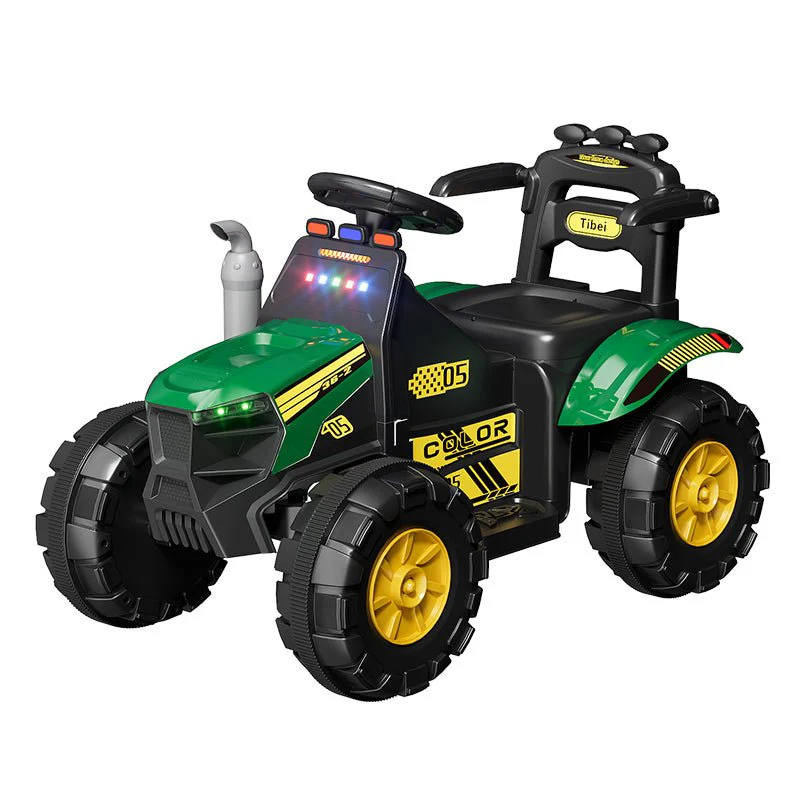 Kids 6V Electric Ride-On Tractor with Lights, Music, USB, MP3 – One-Key Start, Green – SKU 1898794 - Image 9