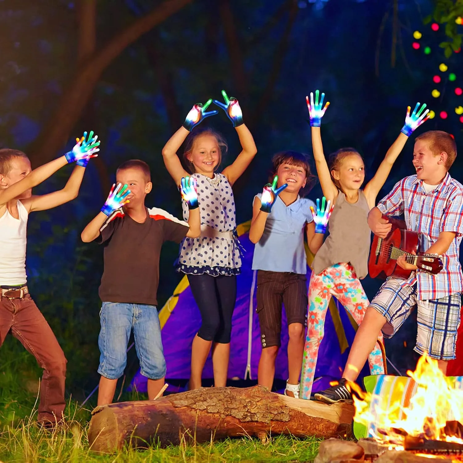 Kids LED Light-Up Gloves Multicolor Flashing – Glow Gloves for Ages 3–12 Party & Costume JXLG03 - Image 3