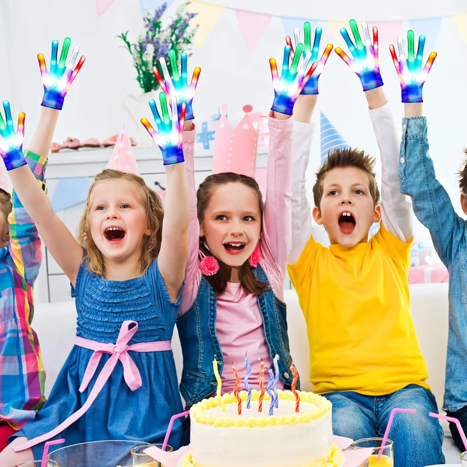 Kids LED Light-Up Gloves Multicolor Flashing – Glow Gloves for Ages 3–12 Party & Costume JXLG03 - Image 4