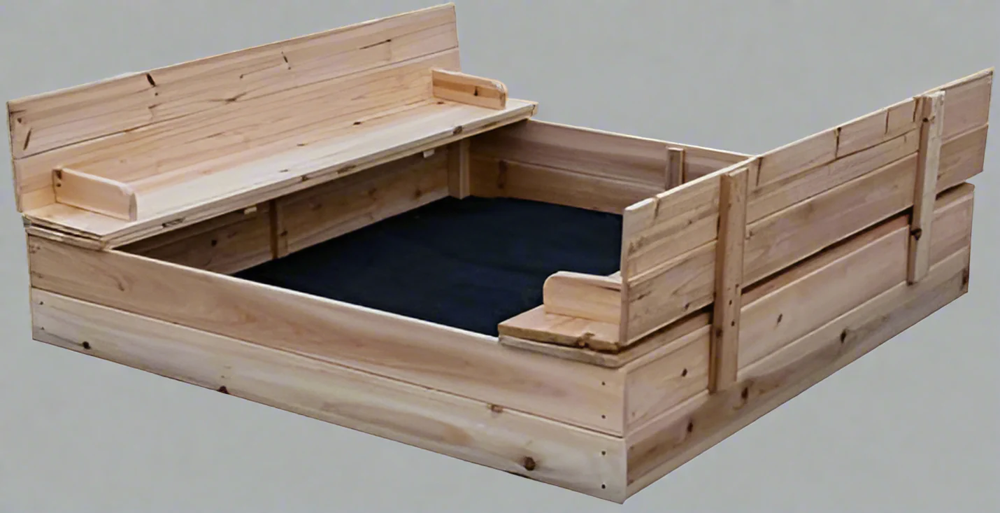 Kids Wooden Sandbox with Lockable Cover – Outdoor Backyard Play Structure | C529 - Image 10