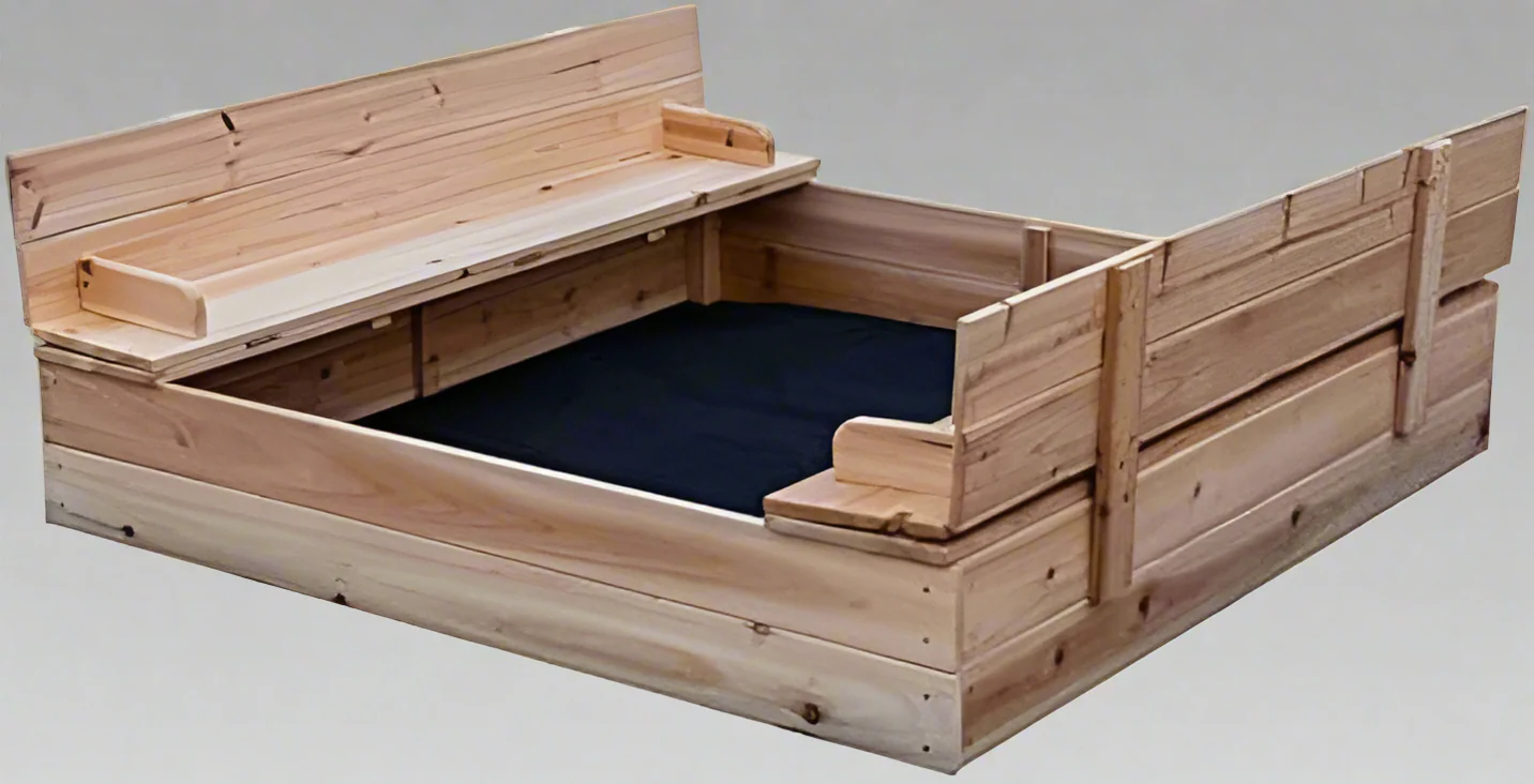 Kids Wooden Sandbox with Lockable Cover – Outdoor Backyard Play Structure | C529 - Image 8