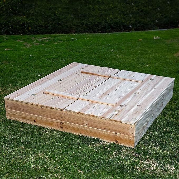 Kids Wooden Sandbox with Lockable Cover – Outdoor Backyard Play Structure | C529 - Image 9