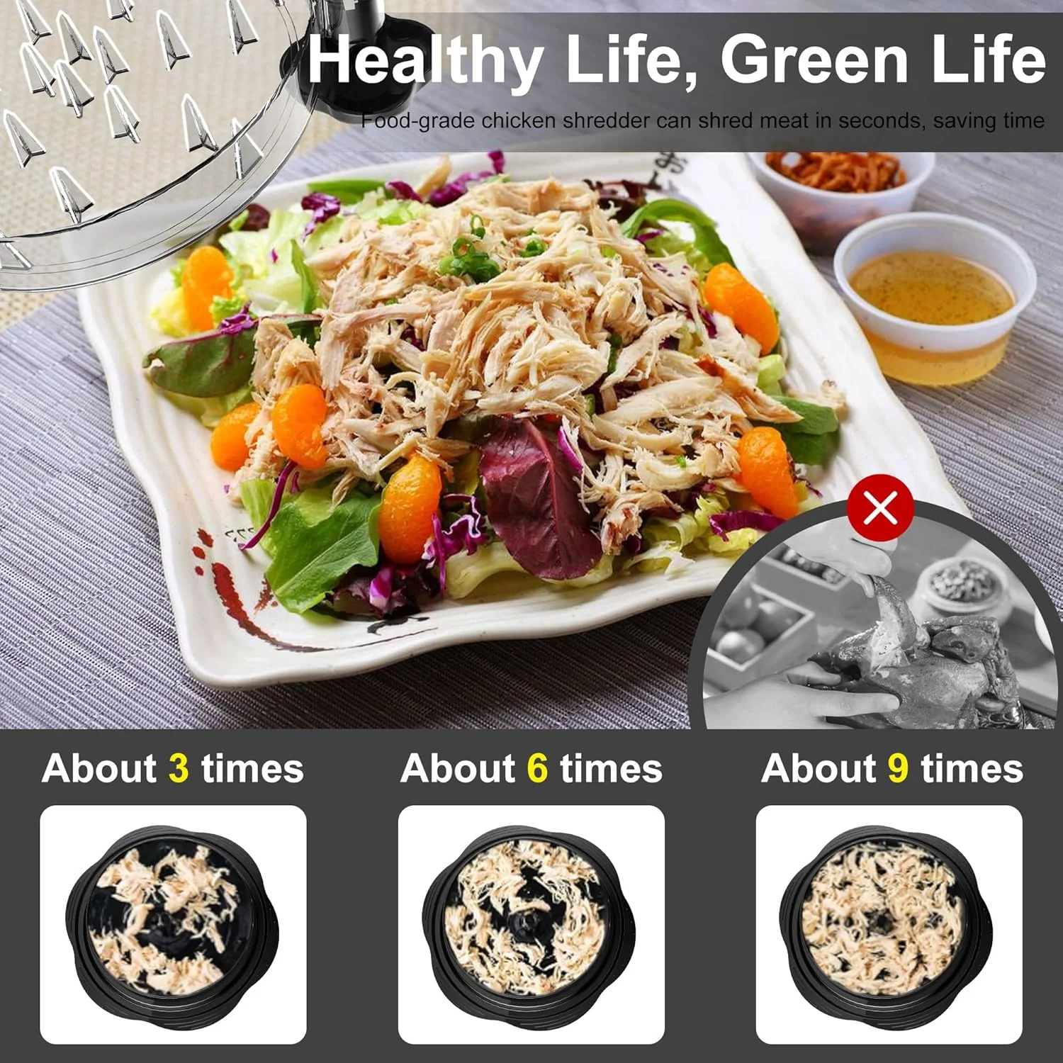 Large Chicken Shredder Tool Twist Manual Meat Shredder for Chicken Breast CS1122 - Image 2