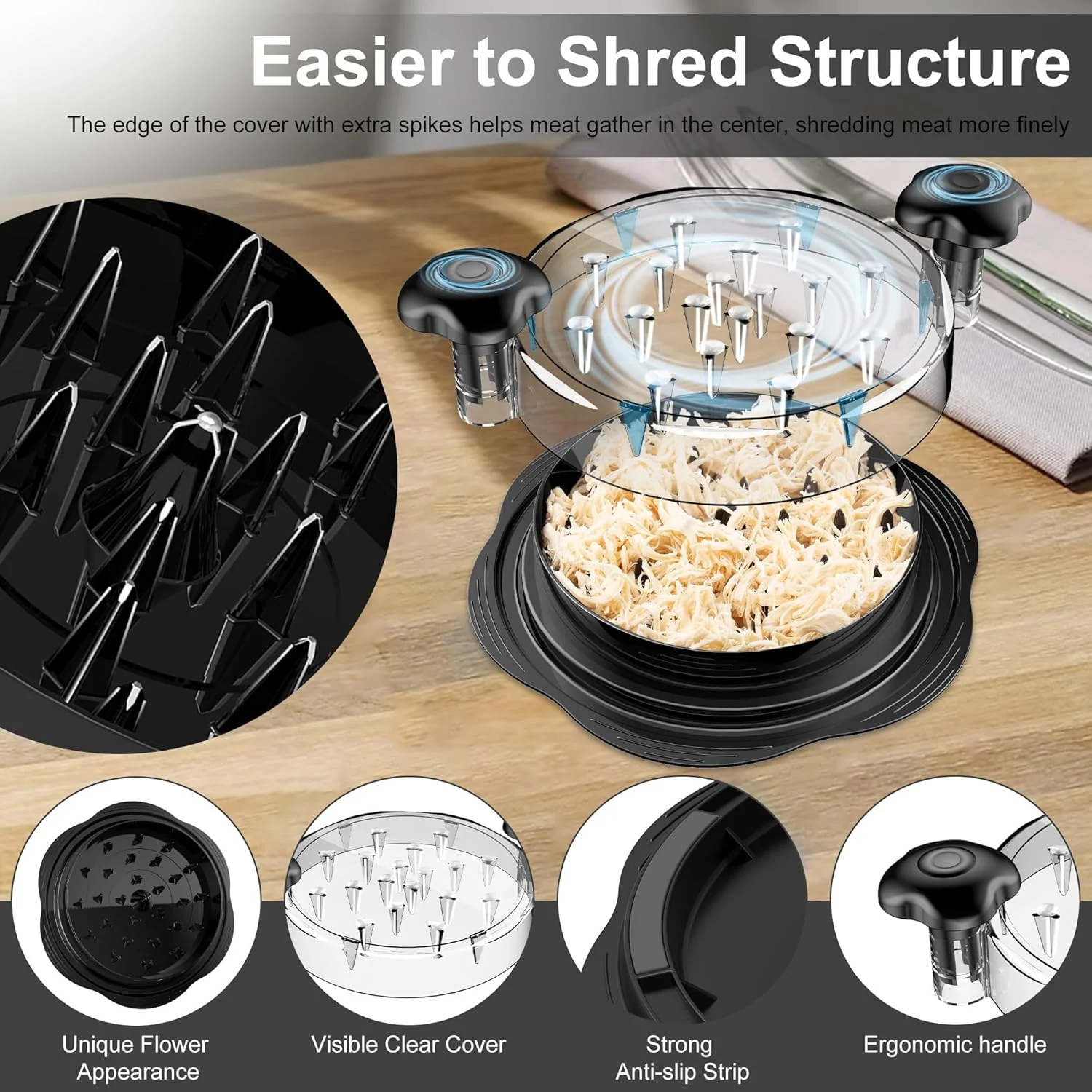 Large Chicken Shredder Tool Twist Manual Meat Shredder for Chicken Breast CS1122 - Image 3