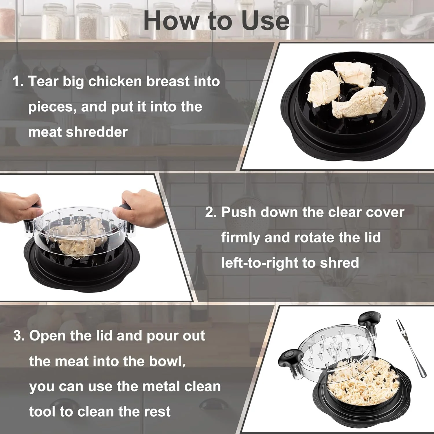 Large Chicken Shredder Tool Twist Manual Meat Shredder for Chicken Breast CS1122 - Image 6