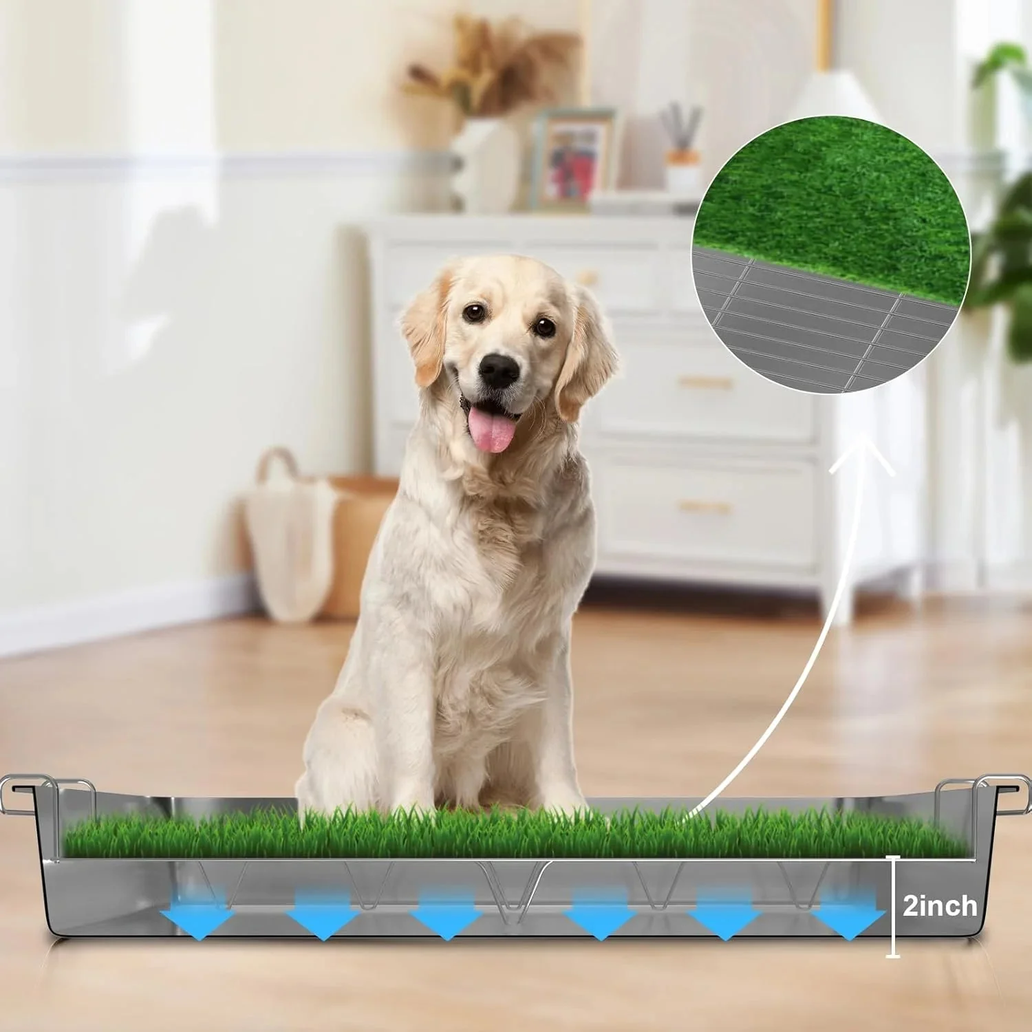Large Dog Grass Pad Potty Tray 28x20 – Indoor & Outdoor Puppy Toilet Training System (DOGGPT)