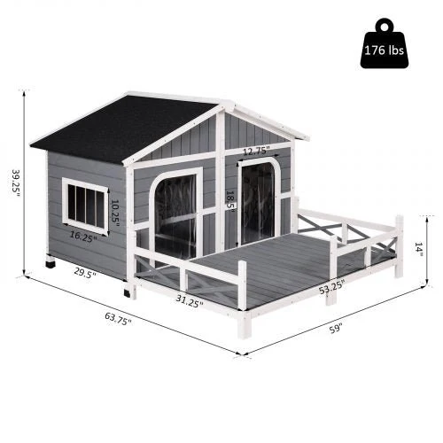 Large Wooden Raised Outdoor Dog House with Porch – Durable, Weather-Resistant Shelter | SKU: DH3016L - Image 11
