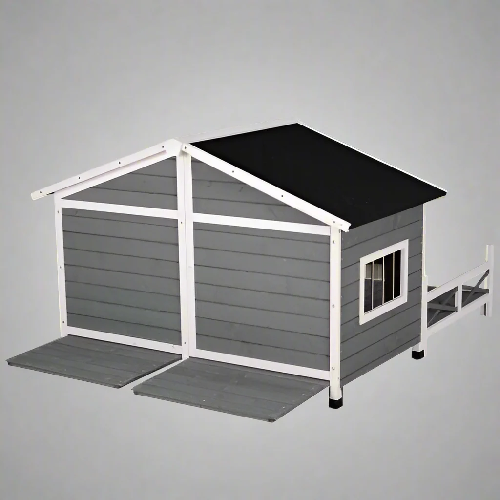 Large Wooden Raised Outdoor Dog House with Porch – Durable, Weather-Resistant Shelter | SKU: DH3016L - Image 3