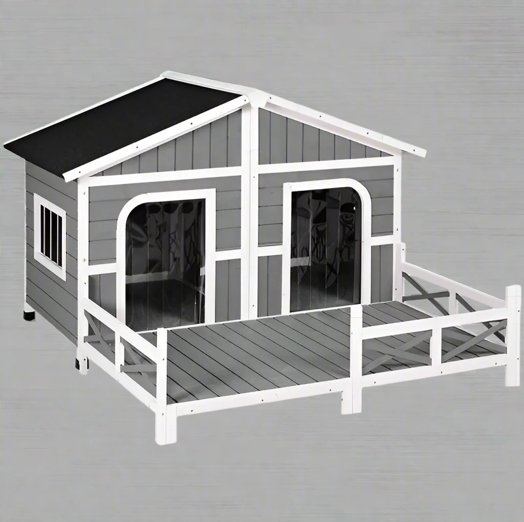 Large Wooden Raised Outdoor Dog House with Porch – Durable, Weather-Resistant Shelter | SKU: DH3016L - Image 4