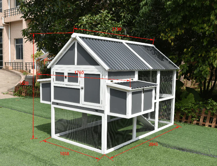 Large Gray Wooden Chicken Coop with Nesting Box & Run – P61415 - Image 5