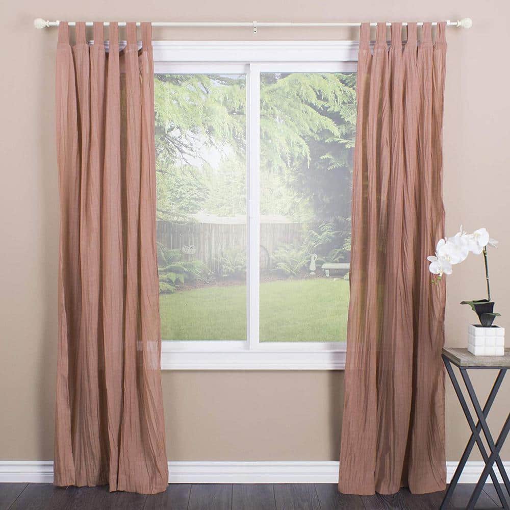 Leaf Ball 86 in. - 128 in. Adjustable Curtain Rod 5/8 in. in Distressed White with Finial - Image 3