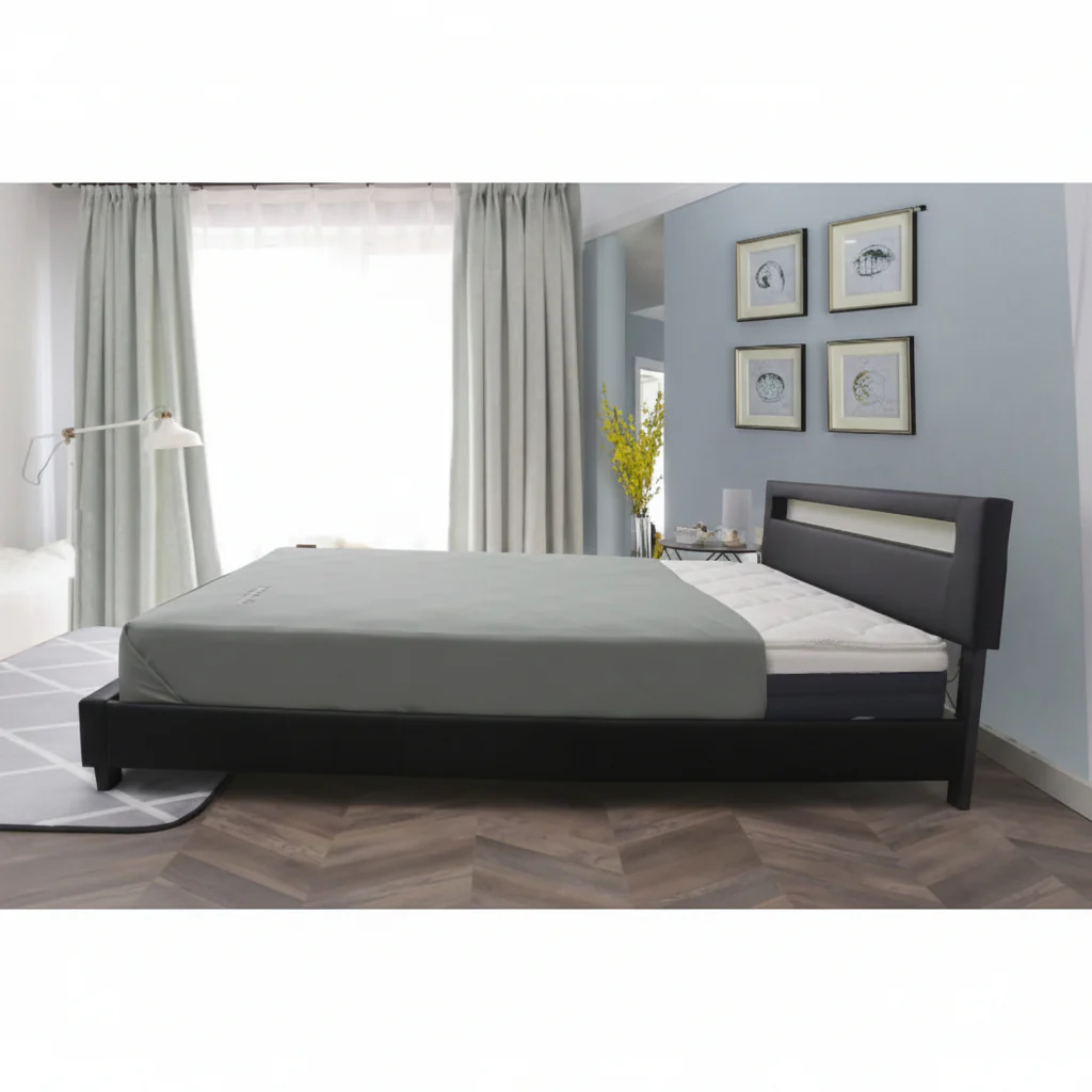 Modern Black LED Upholstered Bed Frame – Headboard & Light Strip | Twin, Full, Queen, King Sizes - Image 3