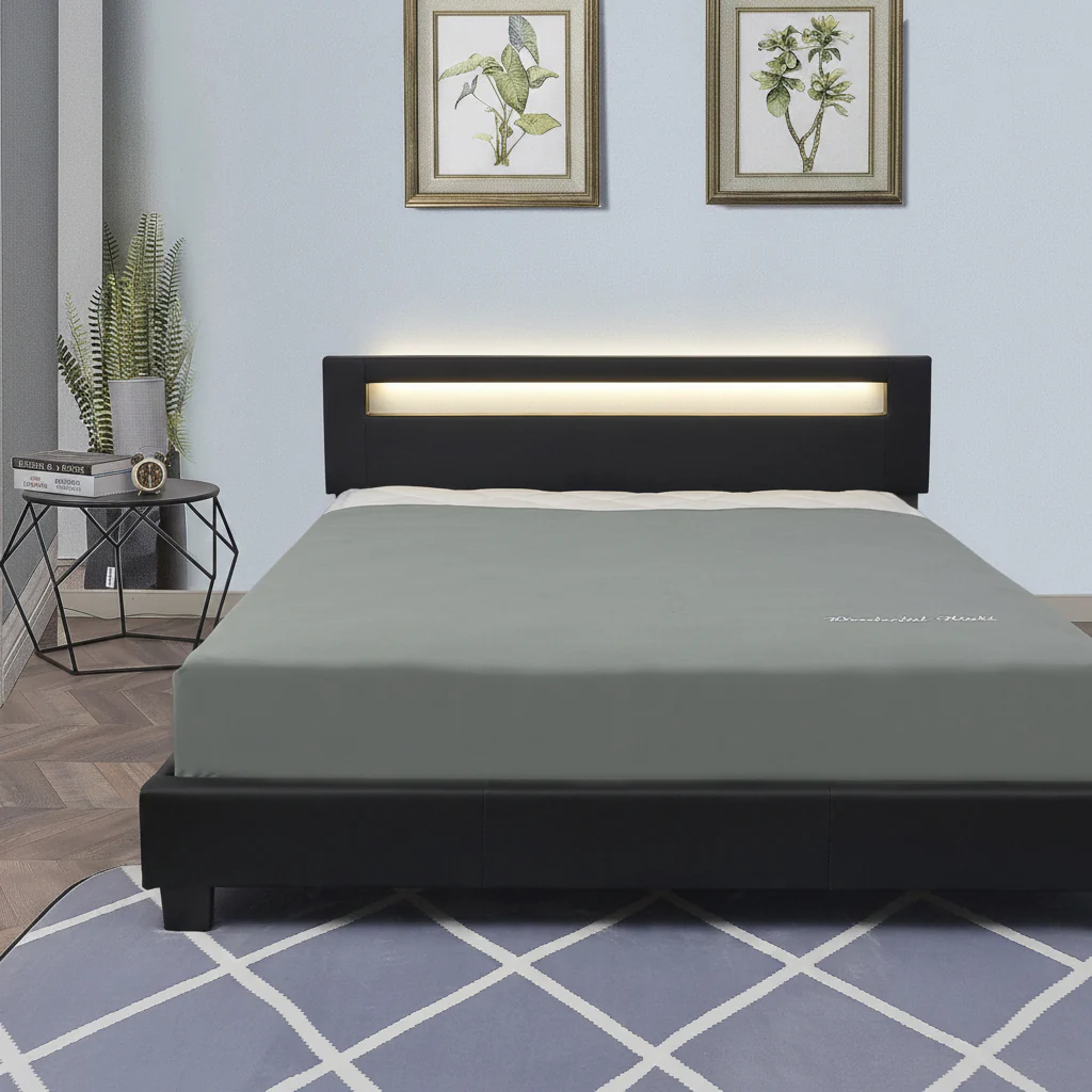 Modern Black LED Upholstered Bed Frame – Headboard & Light Strip | Twin, Full, Queen, King Sizes - Image 6