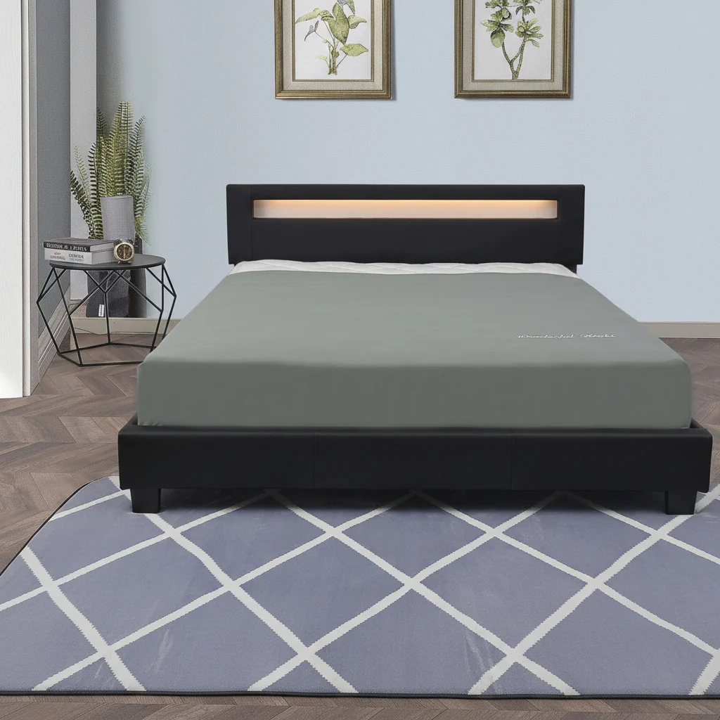 Modern Black LED Upholstered Bed Frame – Headboard & Light Strip | Twin, Full, Queen, King Sizes - Image 7