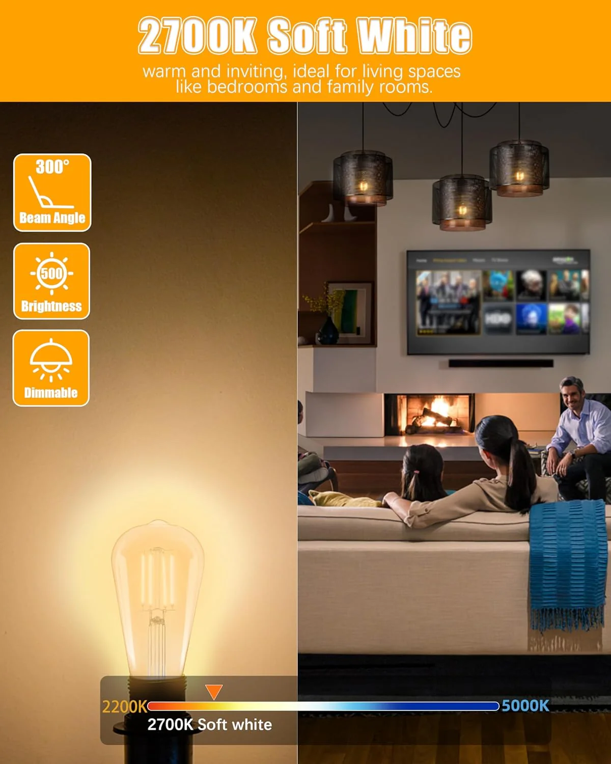 LED Edison Bulbs 10-Pack ST19/ST58 5.5W 2700K E26 – Vintage Filament Light Bulbs JXED10 - Image 3