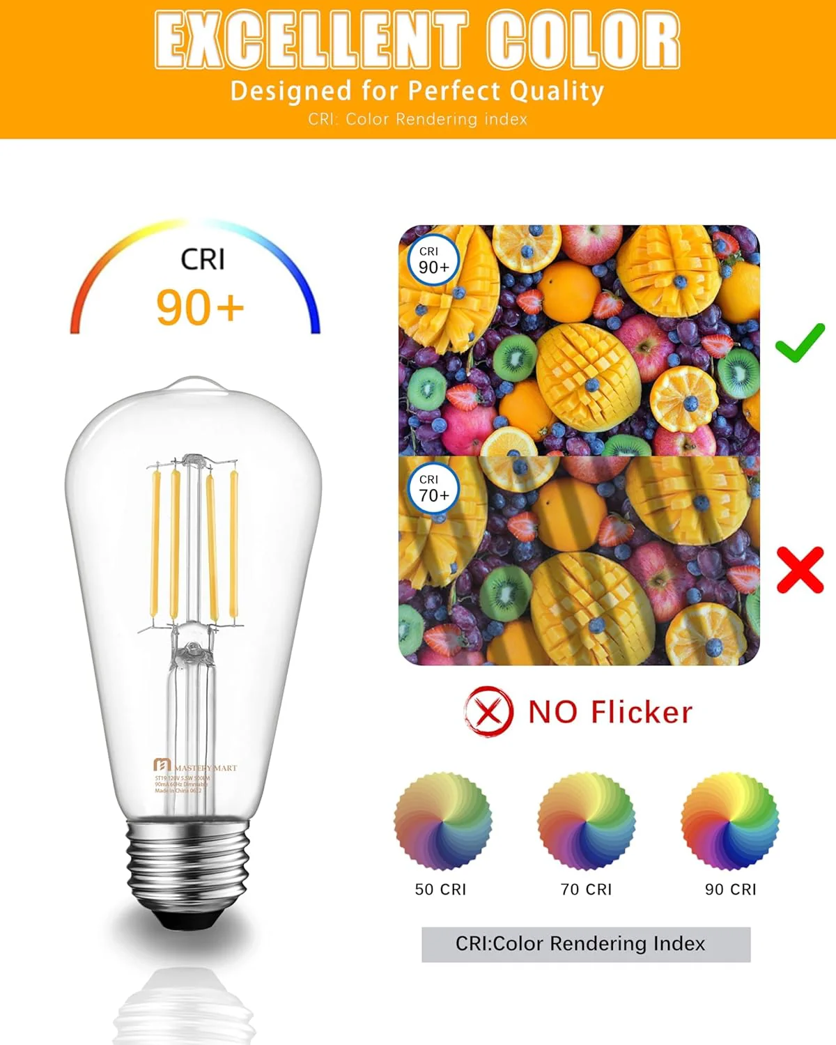 LED Edison Bulbs 10-Pack ST19/ST58 5.5W 2700K E26 – Vintage Filament Light Bulbs JXED10 - Image 4