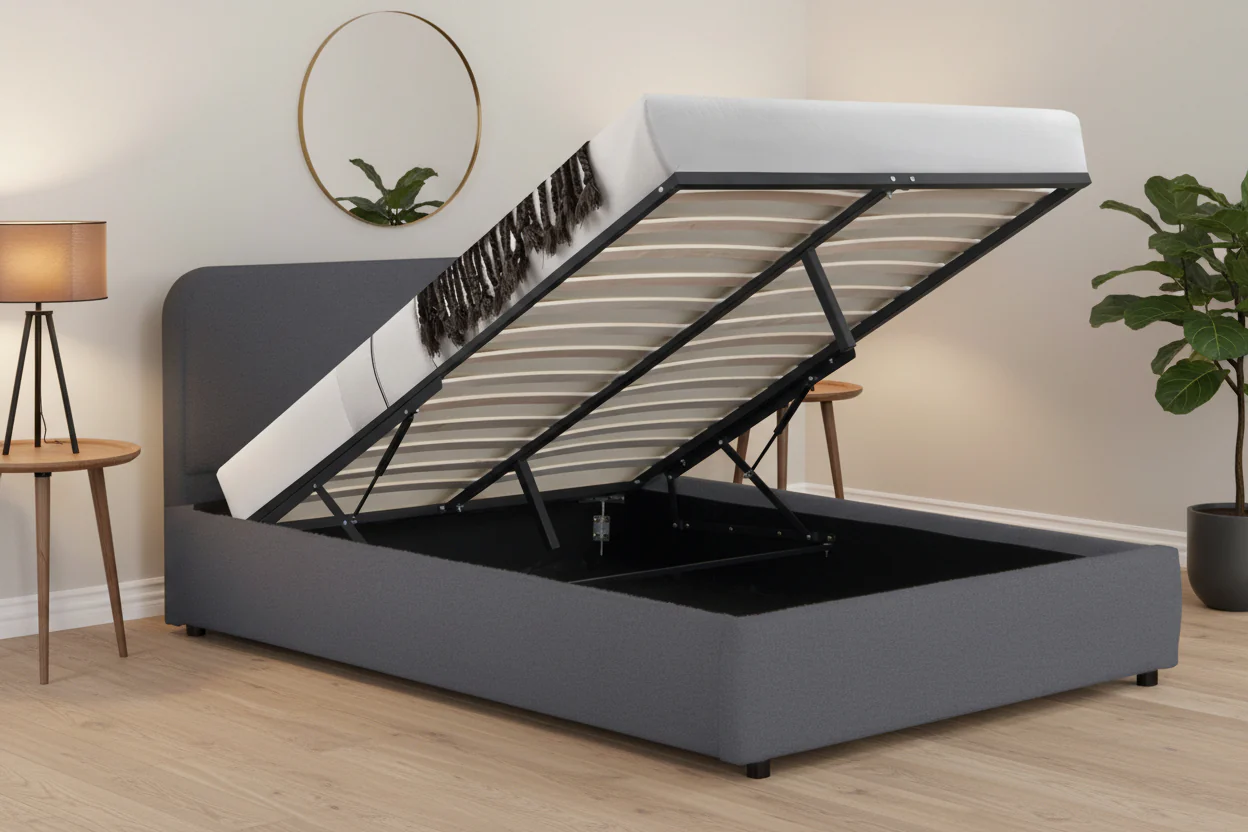 LED Gas Lift Storage Bed with Headboard Lighting – Queen, Full & King - Image 2