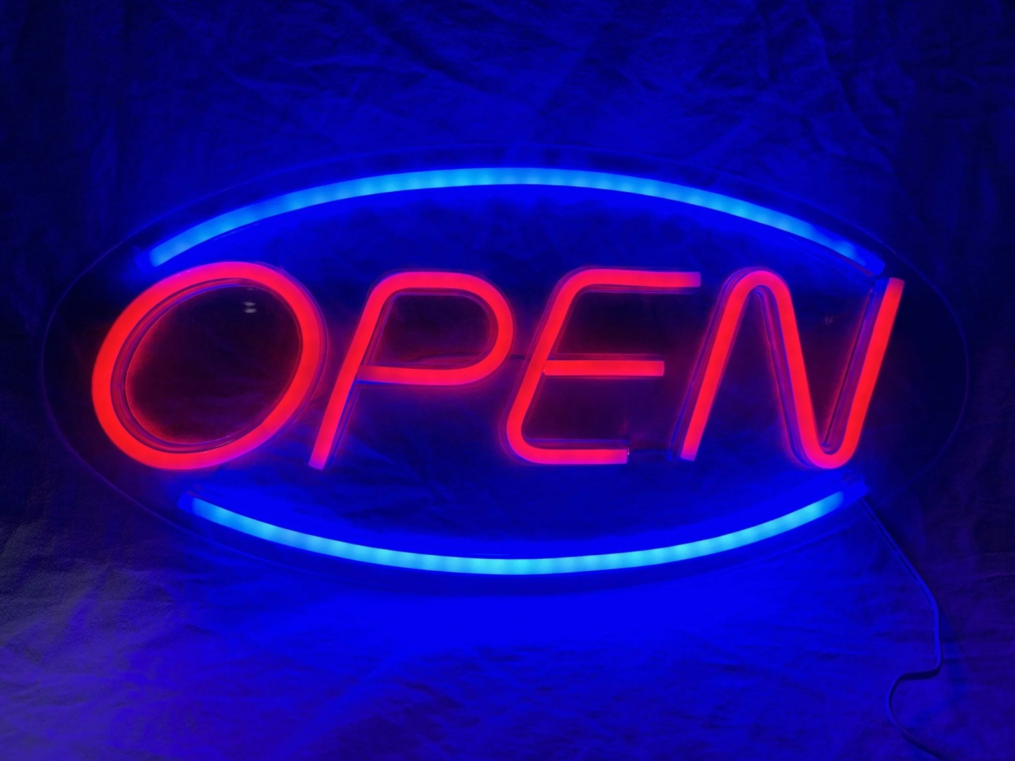 LED Open Neon Wall Sign – Red & Blue Decorative Light for Rooms or Shops - Image 2