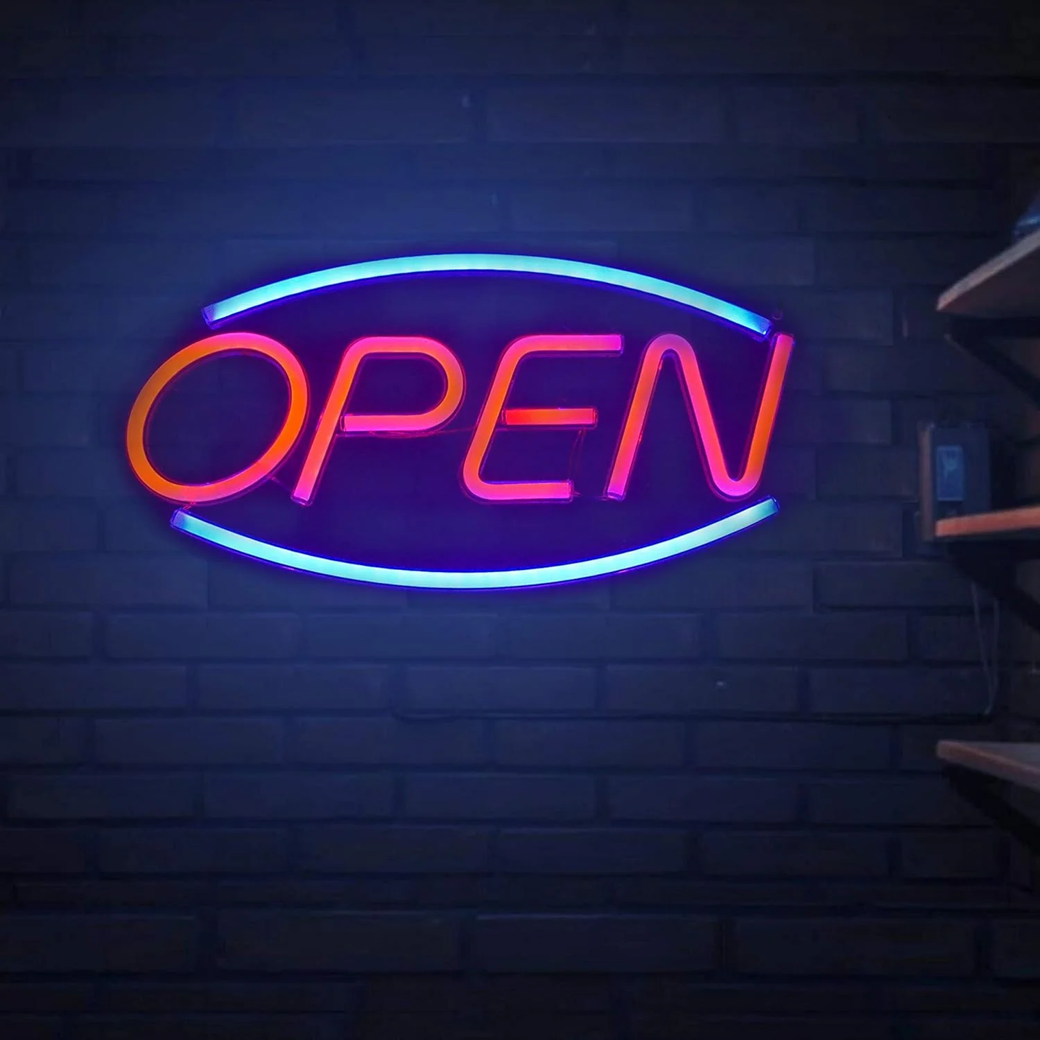 LED Open Neon Wall Sign – Red & Blue Decorative Light for Rooms or Shops - Image 4