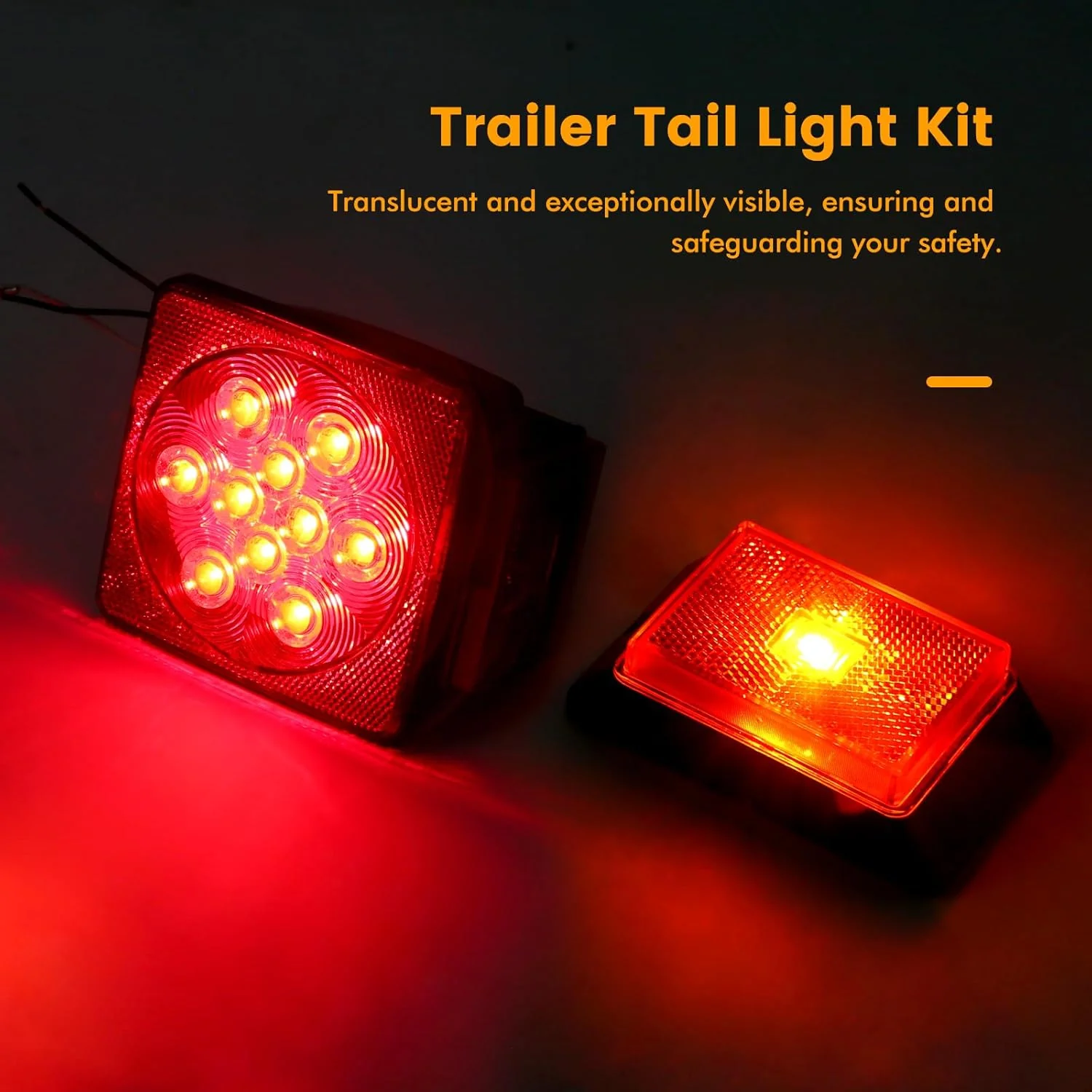 LED Trailer Light Kit 12V Waterproof Submersible Complete Wiring Harness 70205T