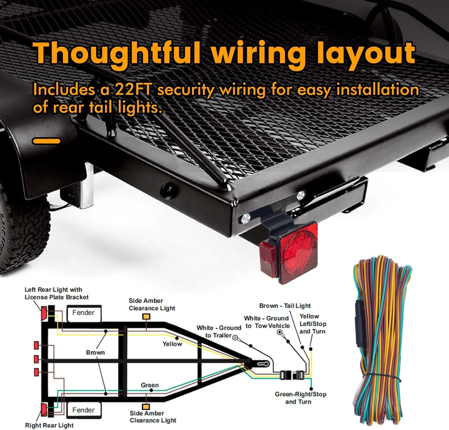 LED Trailer Light Kit 12V Waterproof Submersible Complete Wiring Harness 70205T - Image 2