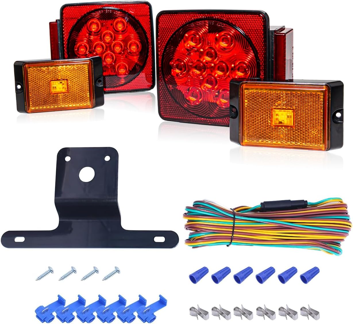 LED Trailer Light Kit 12V Waterproof Submersible Complete Wiring Harness 70205T - Image 3