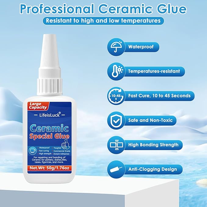 LifeisLuck 50 g Ceramic Glue – Clear Waterproof Porcelain and Pottery Repair Adhesive - Image 3