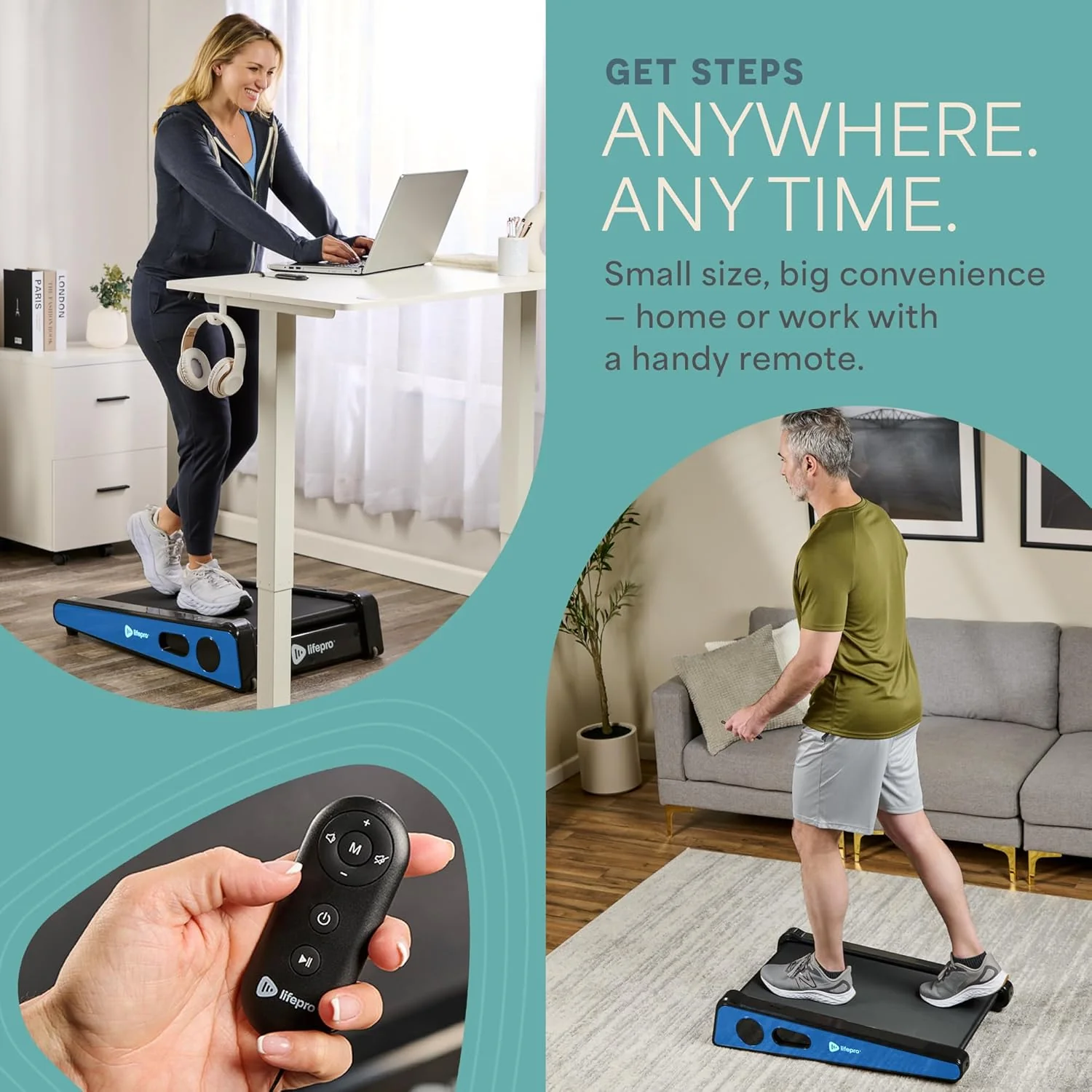LifePro Smallest Portable 30in Walking Pad Under Desk Mini Treadmill, Under Desk Small Work Desk Compact Mini Treadmill - Max Speed 3 MPH, 220 Lbs Max Weight, Home & Office Mini Walking Pad Treadmill - Image 3