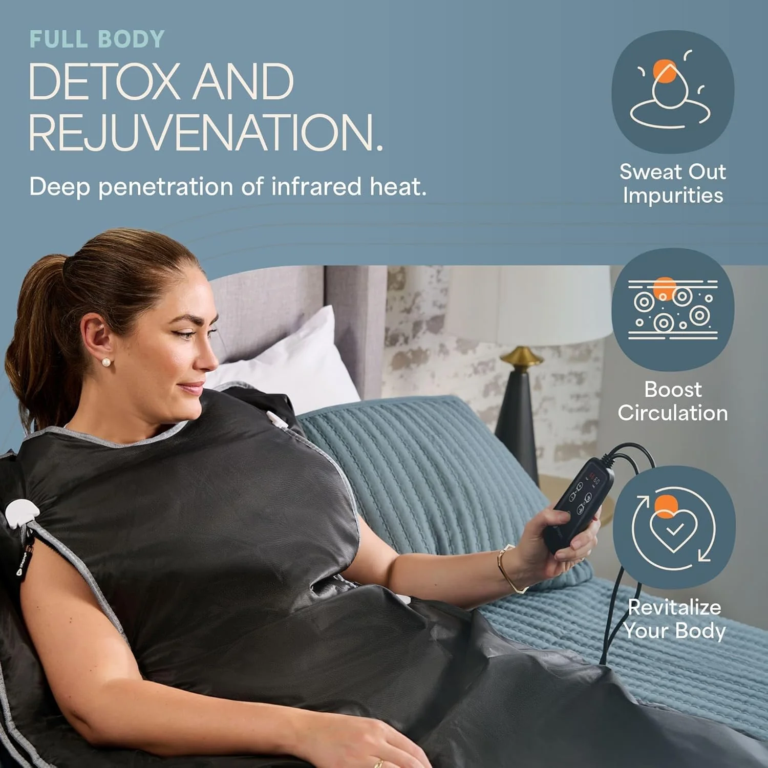 LifePro Sauna Blanket for Detoxification - Portable Far Infrared Sauna for Home Detox Calm Your Body and Mind Regular Black - Image 2