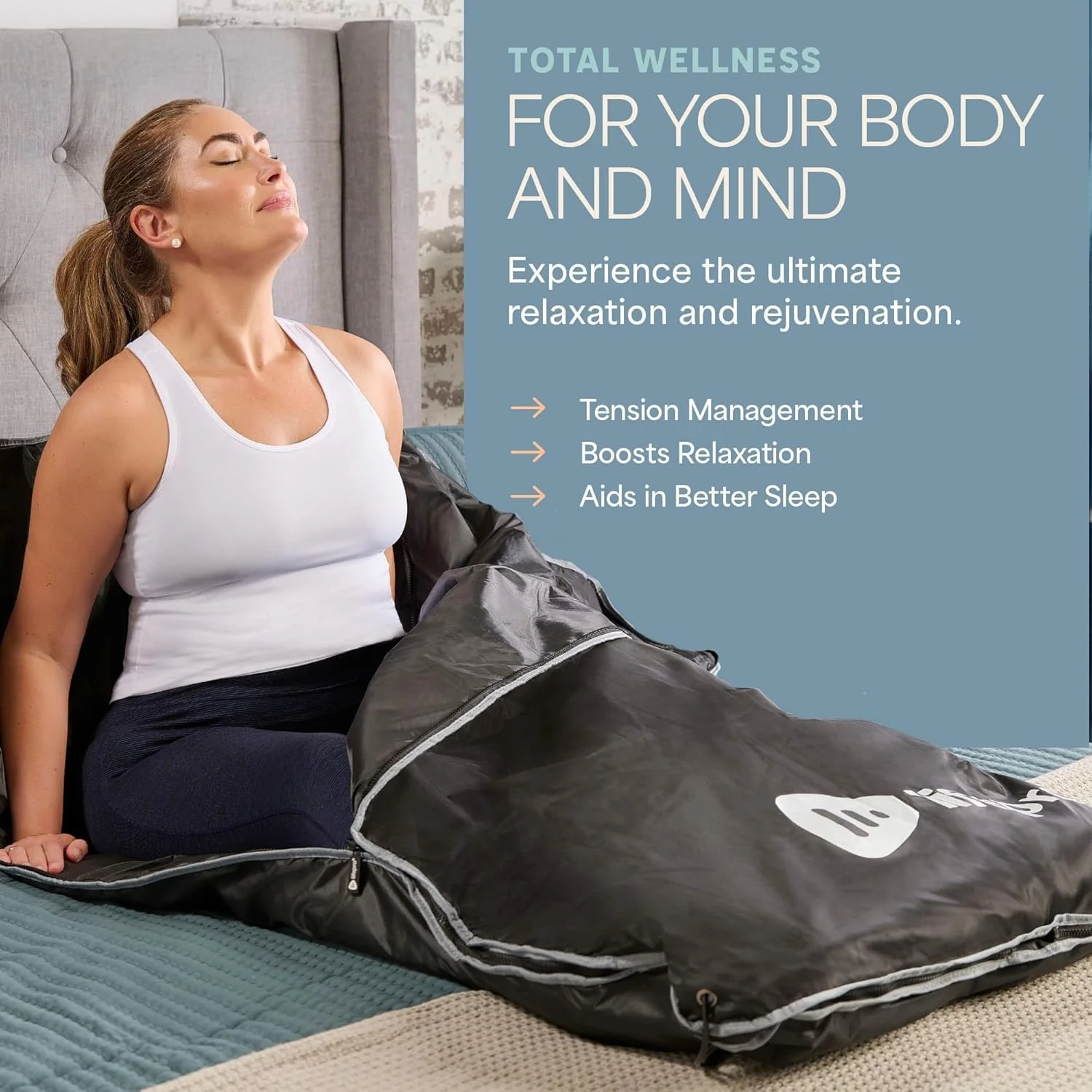 LifePro Sauna Blanket for Detoxification - Portable Far Infrared Sauna for Home Detox Calm Your Body and Mind Regular Black - Image 3
