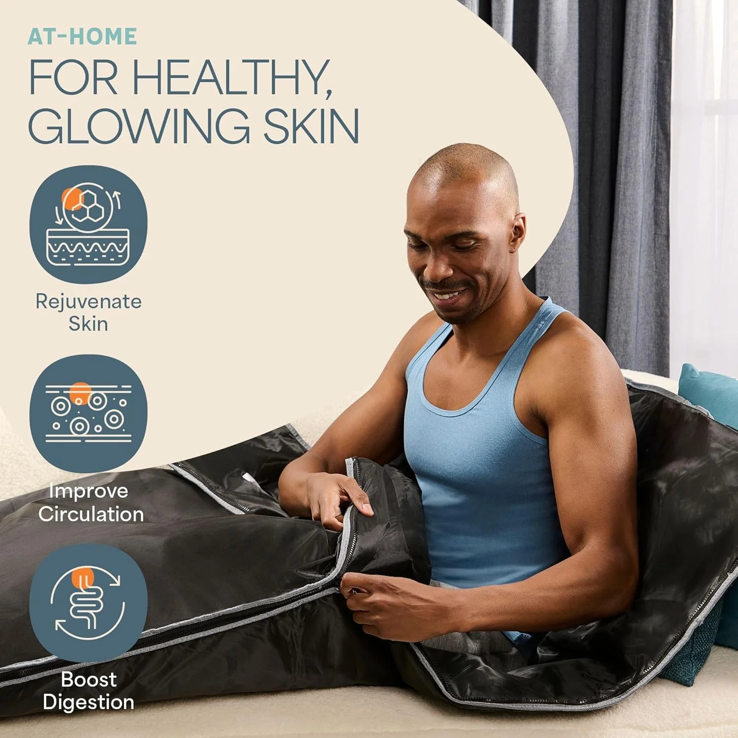 LifePro Sauna Blanket for Detoxification - Portable Far Infrared Sauna for Home Detox Calm Your Body and Mind Regular Black - Image 4