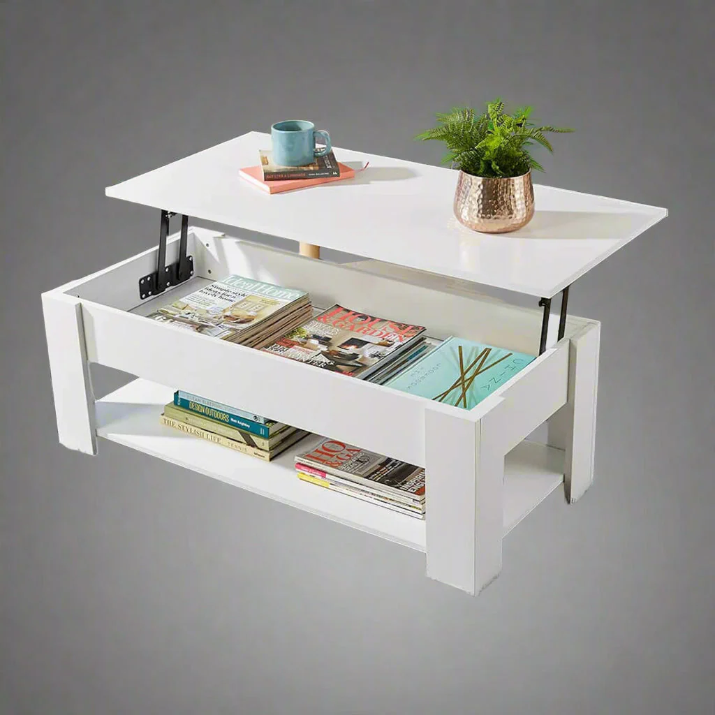 Lift-Top Coffee Table – Laptop Workstation with Hidden Storage | Modern Accent Table for Living Room – S3081 / S3081W - Image 5