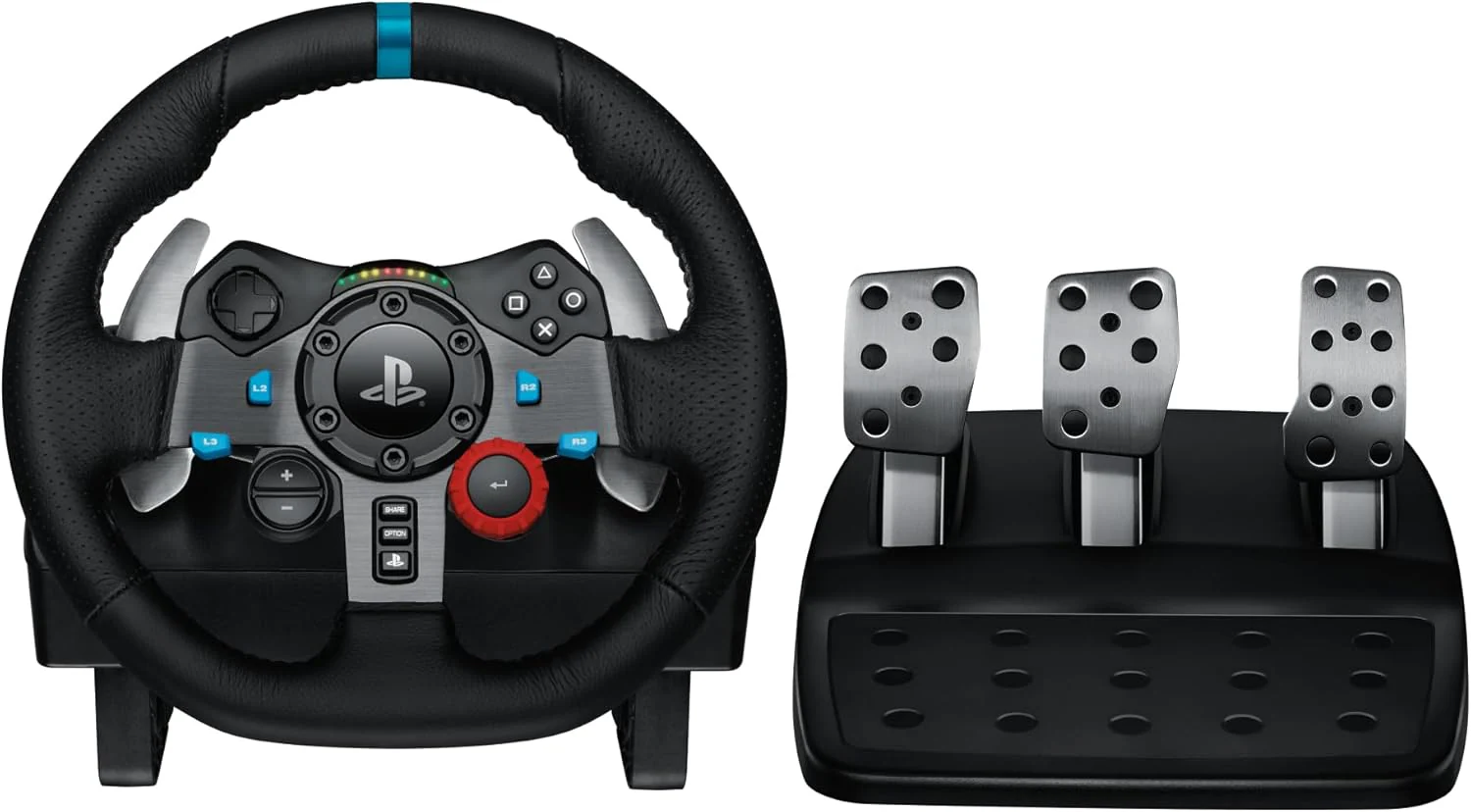 Logitech Gaming Dual-motor Feedback Driving Force G29 Racing Wheel with Responsive Pedals for PlayStation 4 and PlayStation 3. Little bit used