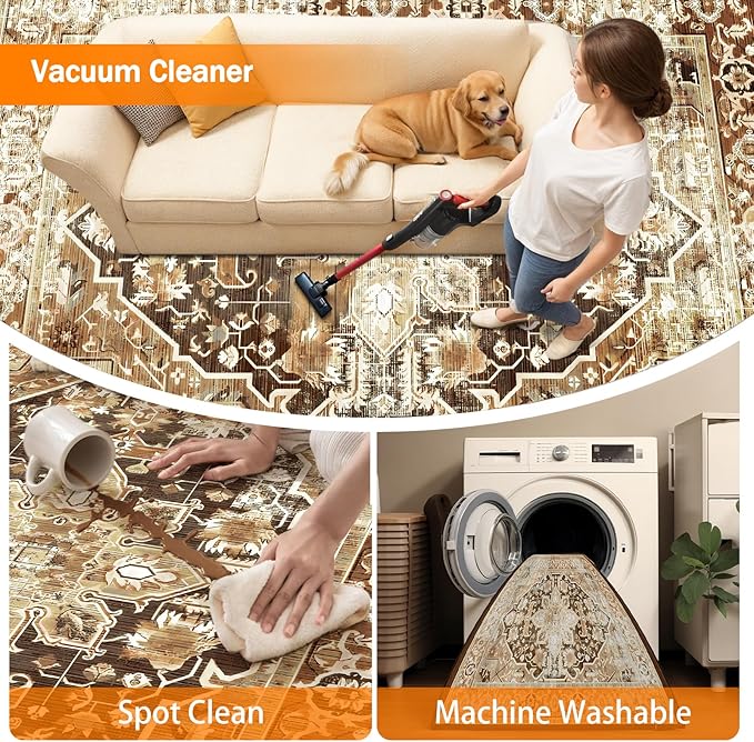 Machine Washable Low-Profile Area Rug with Non-Slip Backing – 6×9 & 8×10 - Image 29