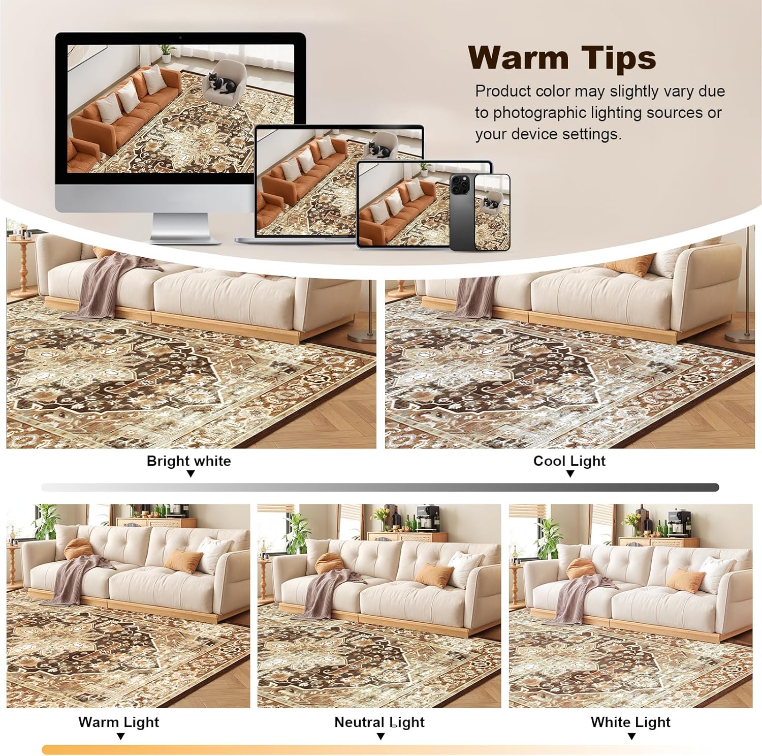 Machine Washable Low-Profile Area Rug with Non-Slip Backing – 6×9 & 8×10 - Image 33