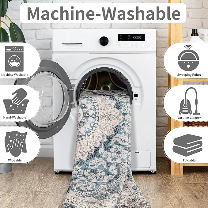Machine Washable Low-Profile Area Rug with Non-Slip Backing – 6×9 & 8×10 - Image 4