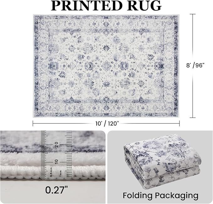 Machine Washable Low-Profile Area Rug with Non-Slip Backing – 6×9 & 8×10 - Image 52