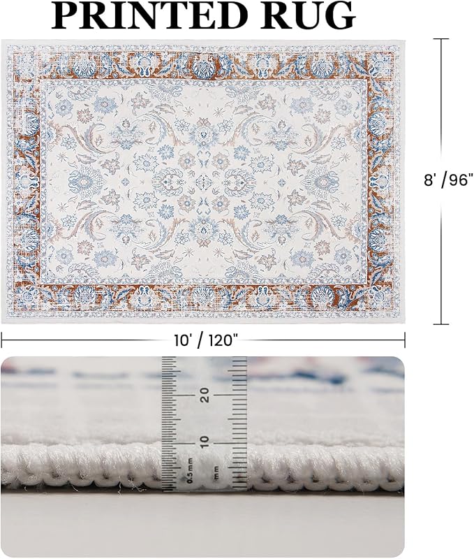 Machine Washable Low-Profile Area Rug with Non-Slip Backing – 6×9 & 8×10 - Image 74