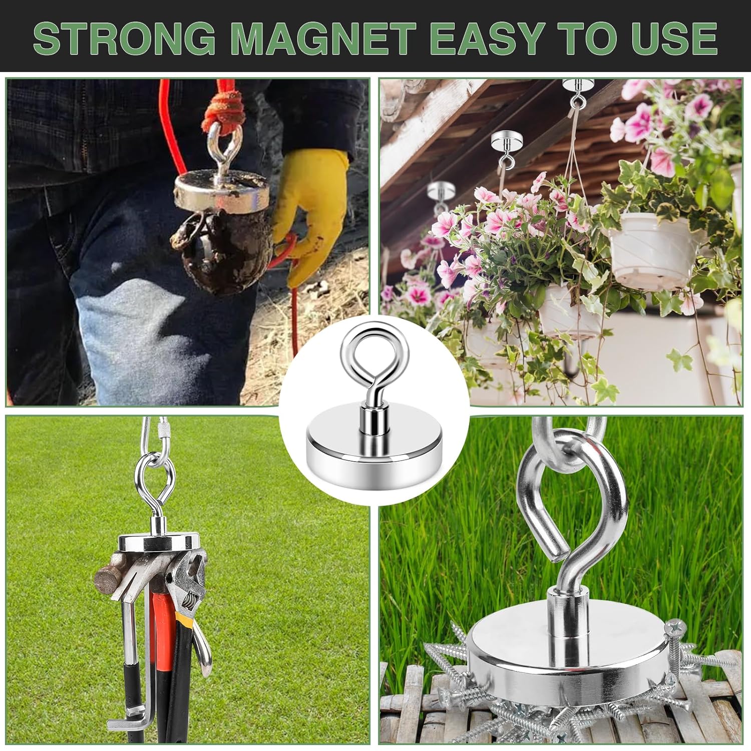 Magnetic Fishing Kit – 550 Lbs Pull Force, 66FT Rope, Gloves & Scraper S1295 - Image 4