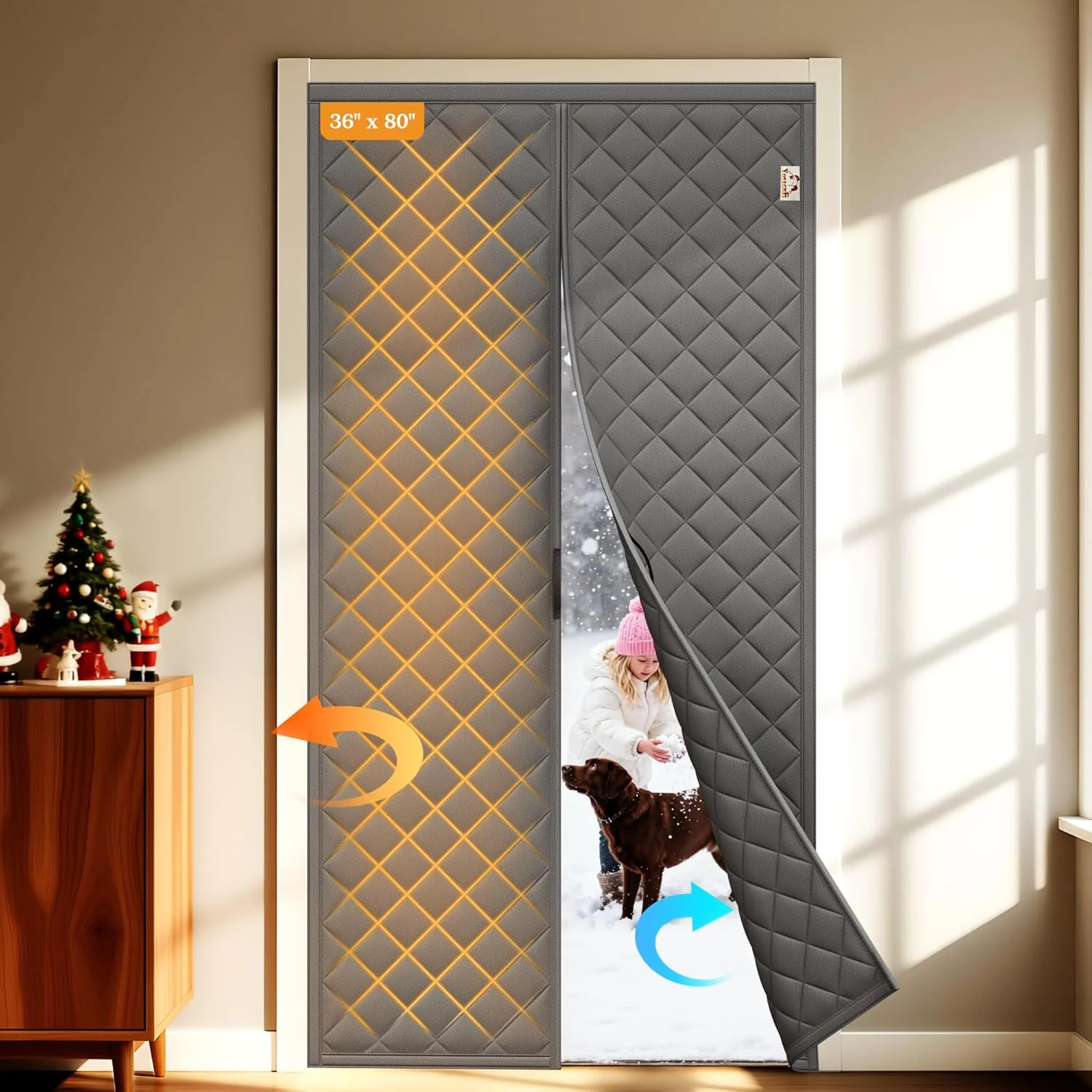Magnetic Thermal Insulated Door Curtain Soundproof Winter Door Blanket - Image 3