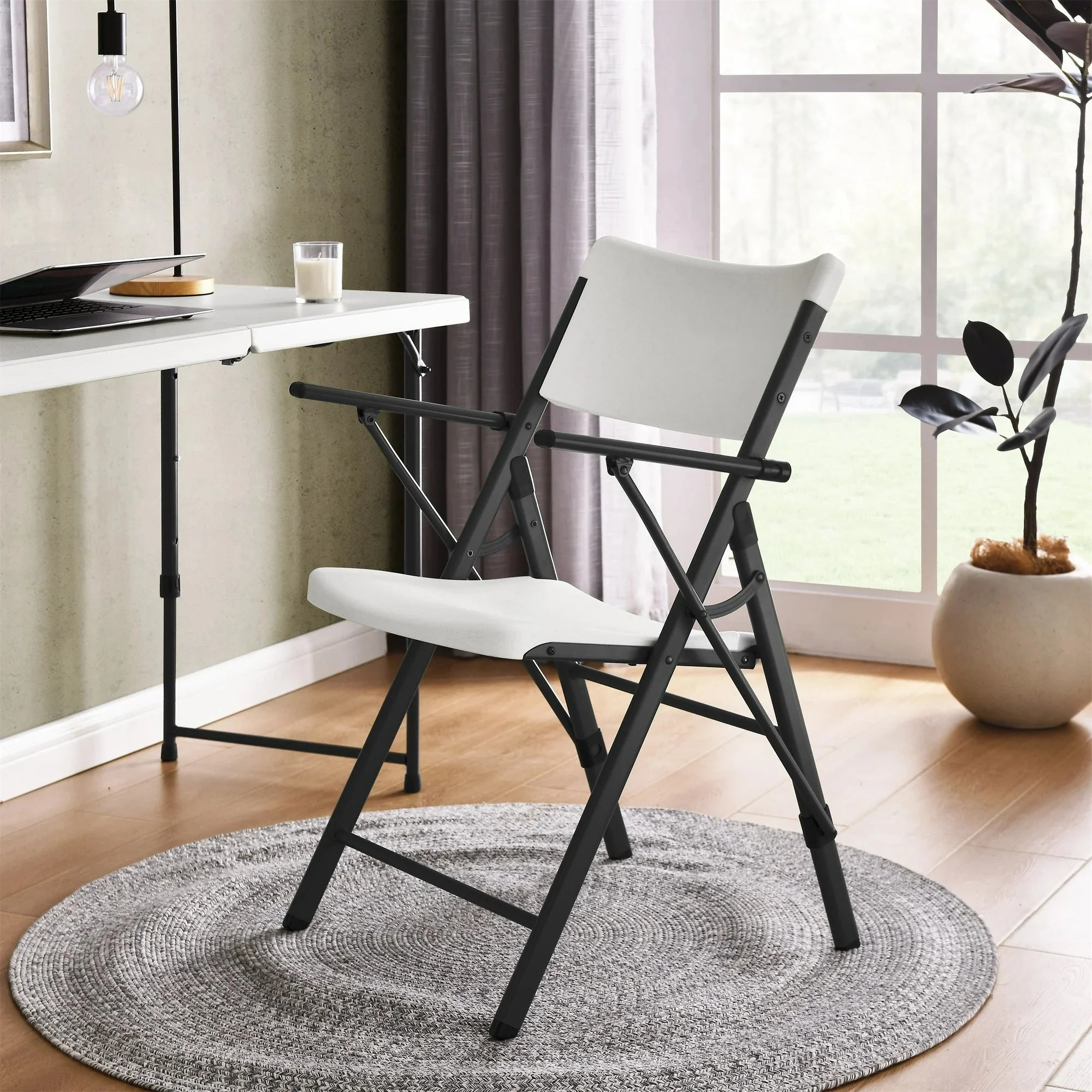 Mainstays White Commercial Plastic Folding Chair with Armrests, Indoor Outdoor, 2 Pack 190517215629 - Image 8