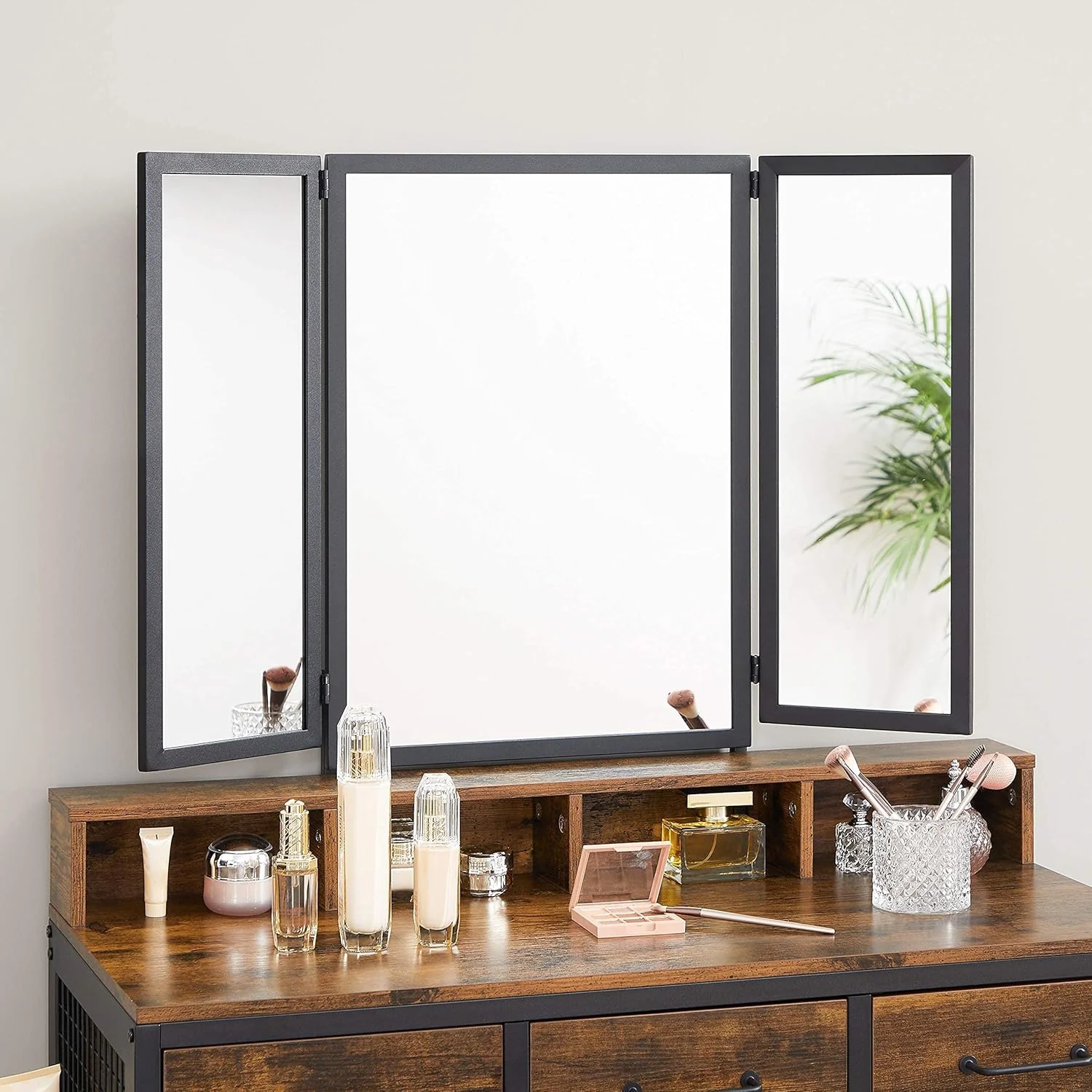 Makeup Vanity Dressing Table with Tri-Fold Mirror & Storage + Stool – S1324 - Image 4