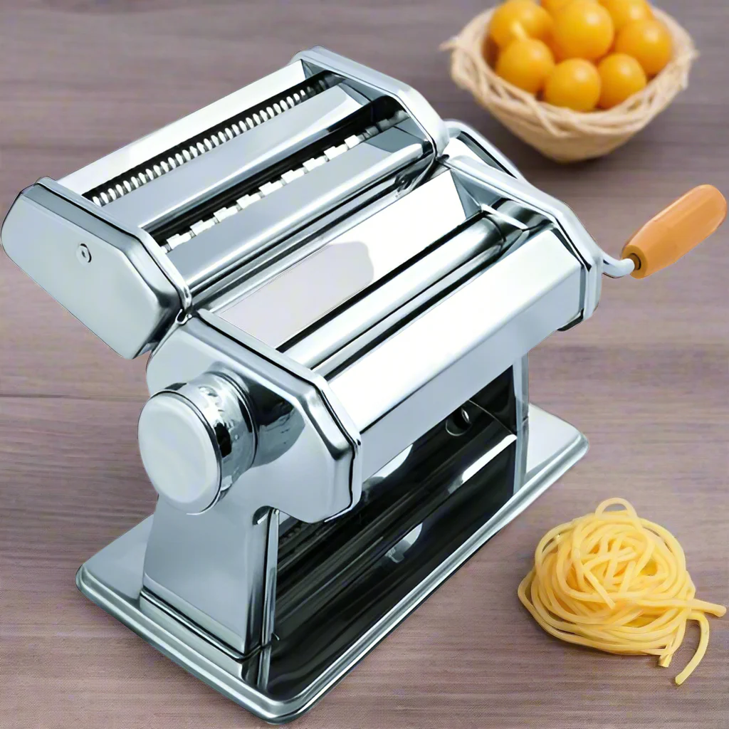Stainless Steel Pasta Maker Machine – Manual Noodle Roller & Cutter | Silver | Model PASTA - Image 3