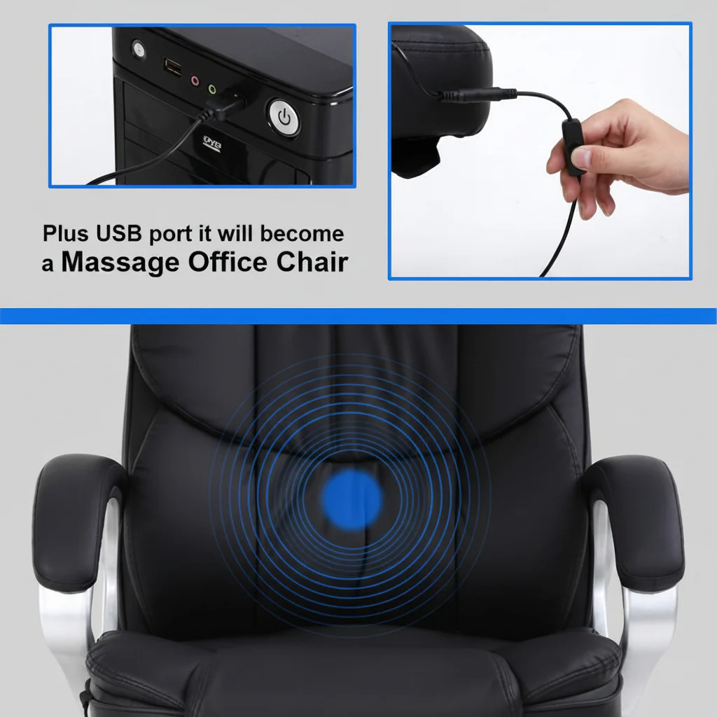 Massage Computer Leather Chair for Home & Office – Ergonomic Recliner with Remote & Lumbar Support | SKU: 512428 - Image 4