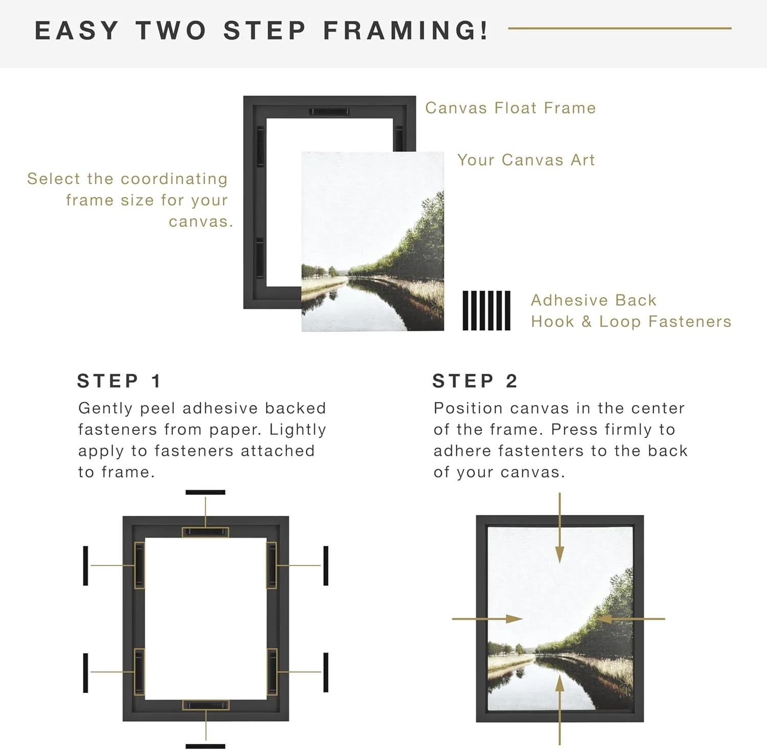 MCS Canvas Float Frames 9x12 Frame, Black Frame for Finished Canvases, Vertical & Horizontal Wall Hanging Large Frame with Adhesive for Canvas Paintings (1-Pack) - Image 4