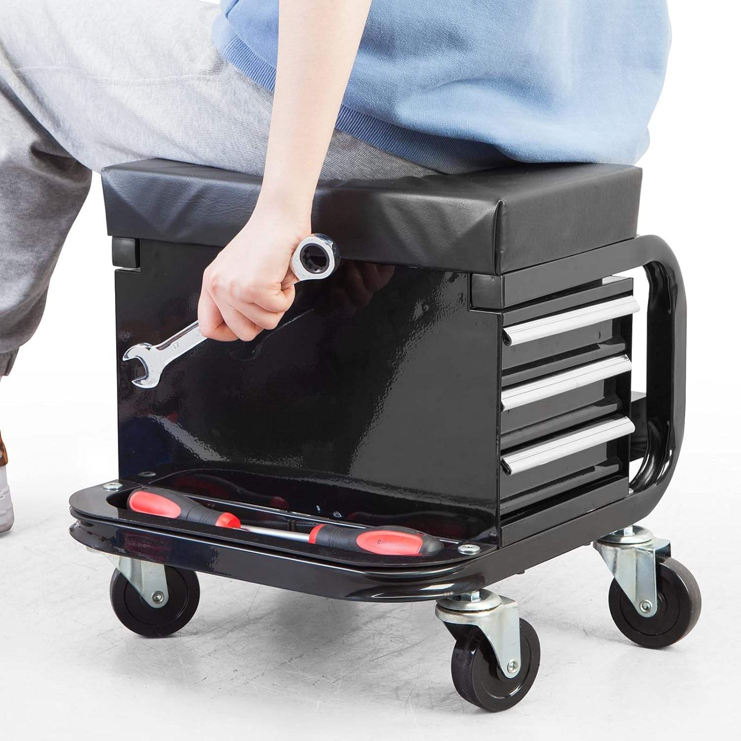 Mechanic Utility Cart with 3 Drawers & Bottle Holders LD18010