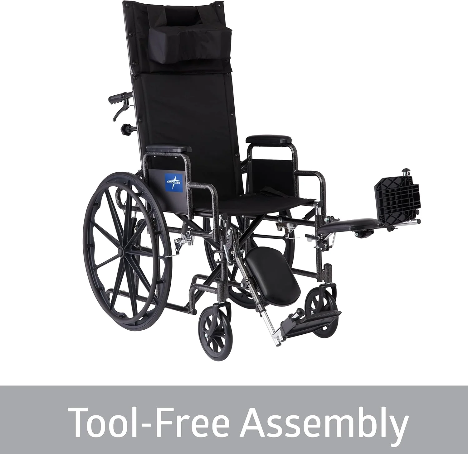 Medline Reclining Wheelchair, Desk-Length Arms and Elevating Leg Rests, 16" x 18" Seat (W x D) - Image 4